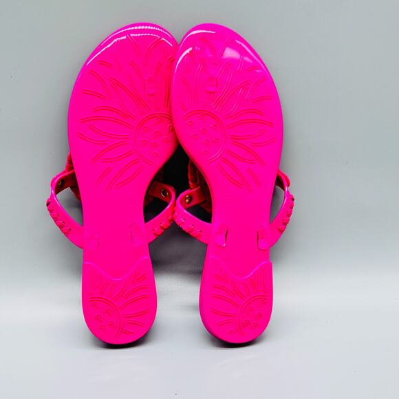 Jack Rogers Sandals Womens 7 Pink White Gingham Georgica Jelly T-Strap Thong - Picture 9 of 11